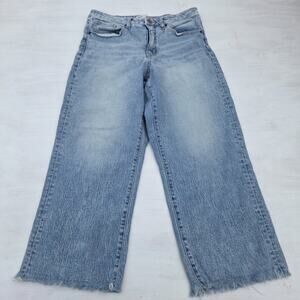 BKE Denim Billie High Rise Slim Fit Wide Leg Cropped Jeans Womens 31x27 Raw Hem